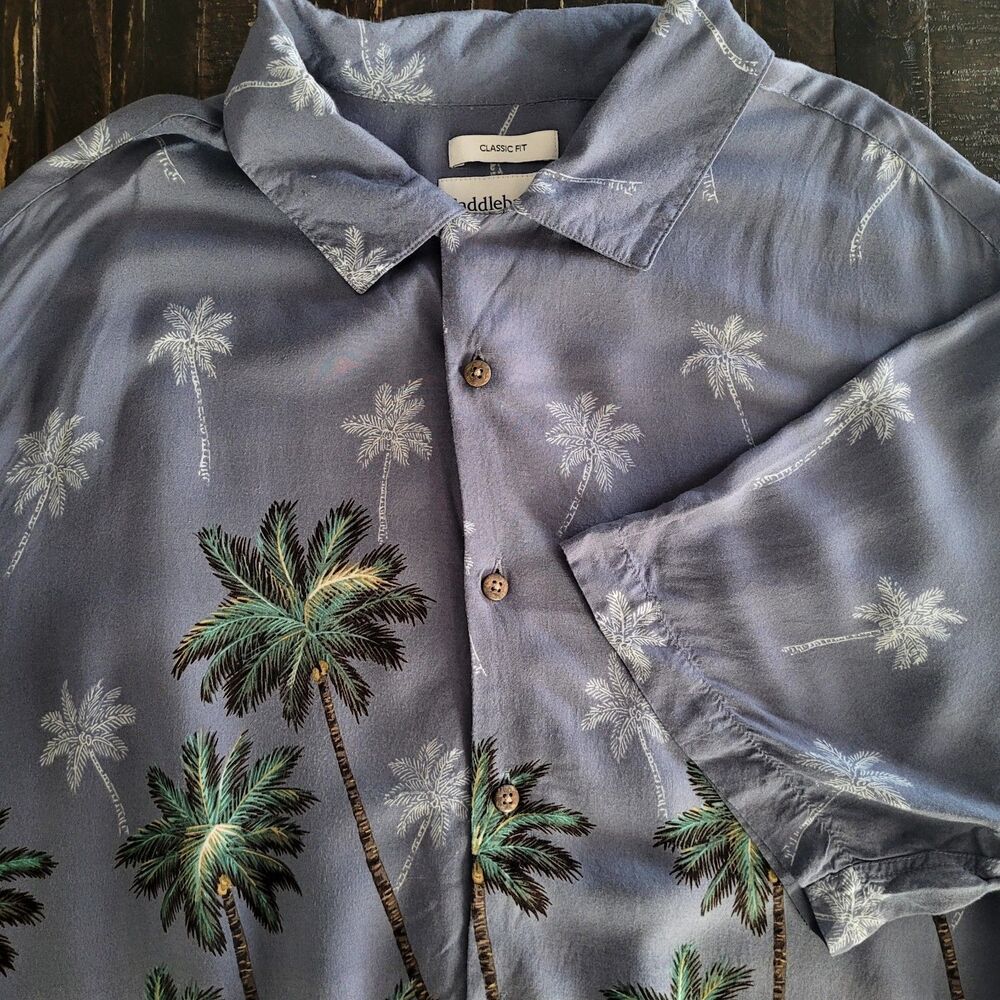 Saddlebred Men’s XXL Short Sleeve Button Down Shirt Palm Tree Print Rayon